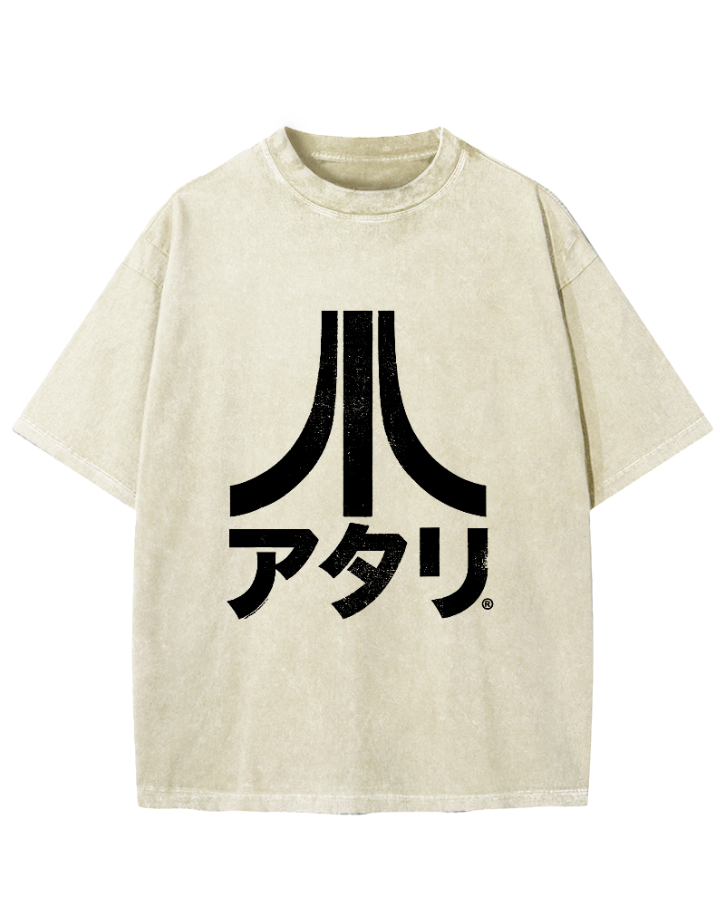Japanese retro style Vintage Washed T-shirt