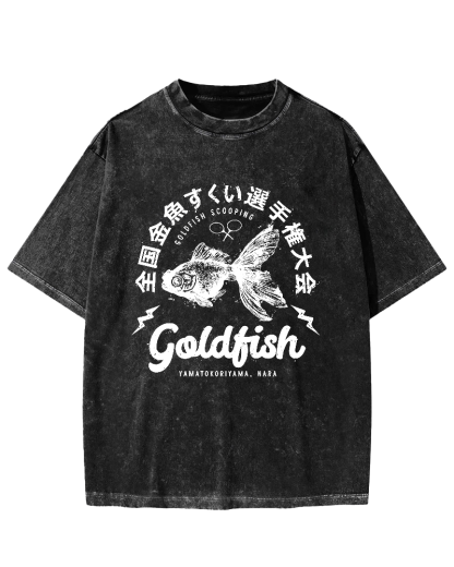 Japanese Goldfish Display Vintage Washed T-shirt-Zazasy