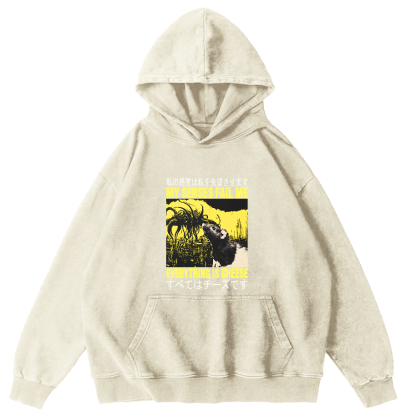 Mouse Pattern Japanese Style Vintage Distressed Hoodie-Zazasy