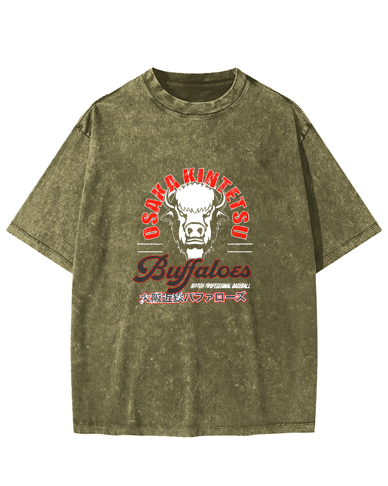 Osaka Bullhead Japanese Style Vintage Distressed T-shirt-Zazasy