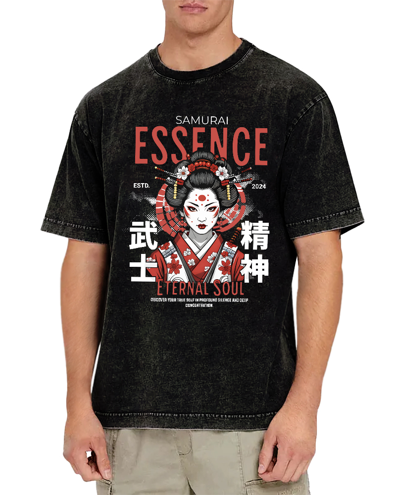 Samurai Spirit Japanese Vintage Distressed T-shirt-Zazasy