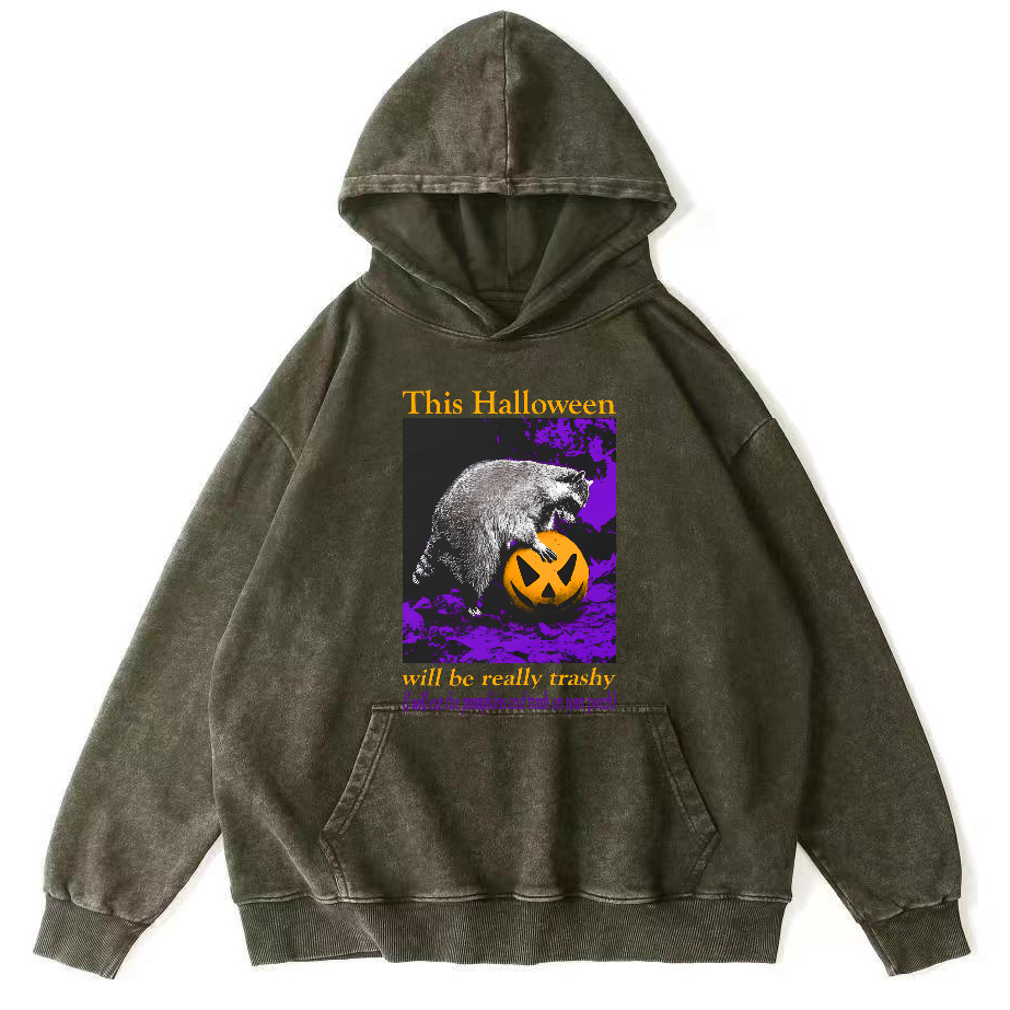 This Year's Halloween Will Be a Vulgar Raccoon Vintage Distressed Hoodie-Zazasy