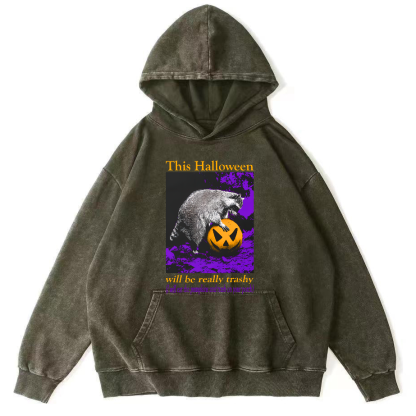 This Year's Halloween Will Be a Vulgar Raccoon Vintage Distressed Hoodie-Zazasy