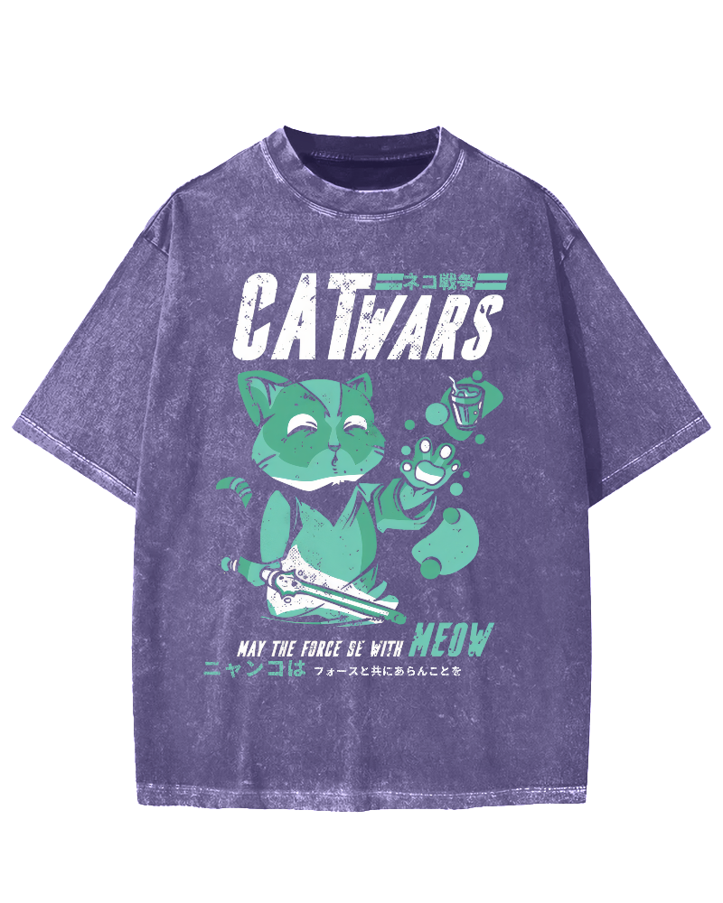 Cat Wars Vintage Washed T-shirt