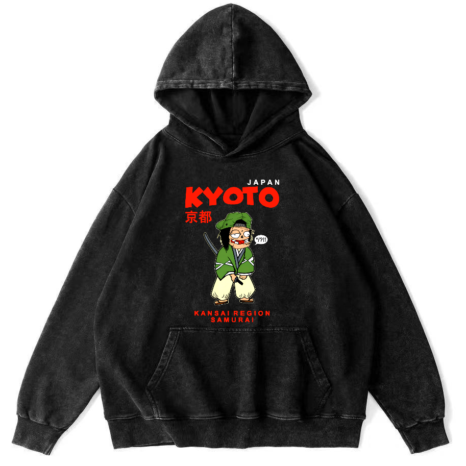 Kyoto Samurai, Japan Vintage Washed Hoodie-Zazasy