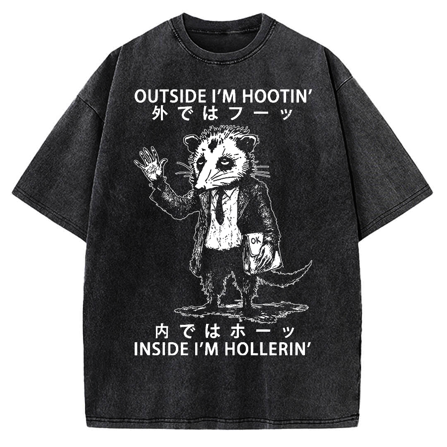 Funny Hootin' And Hollerin' Possum Vintage Washed T-shirt