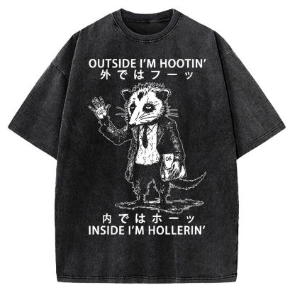 Funny Hootin' And Hollerin' Possum Vintage Washed T-shirt