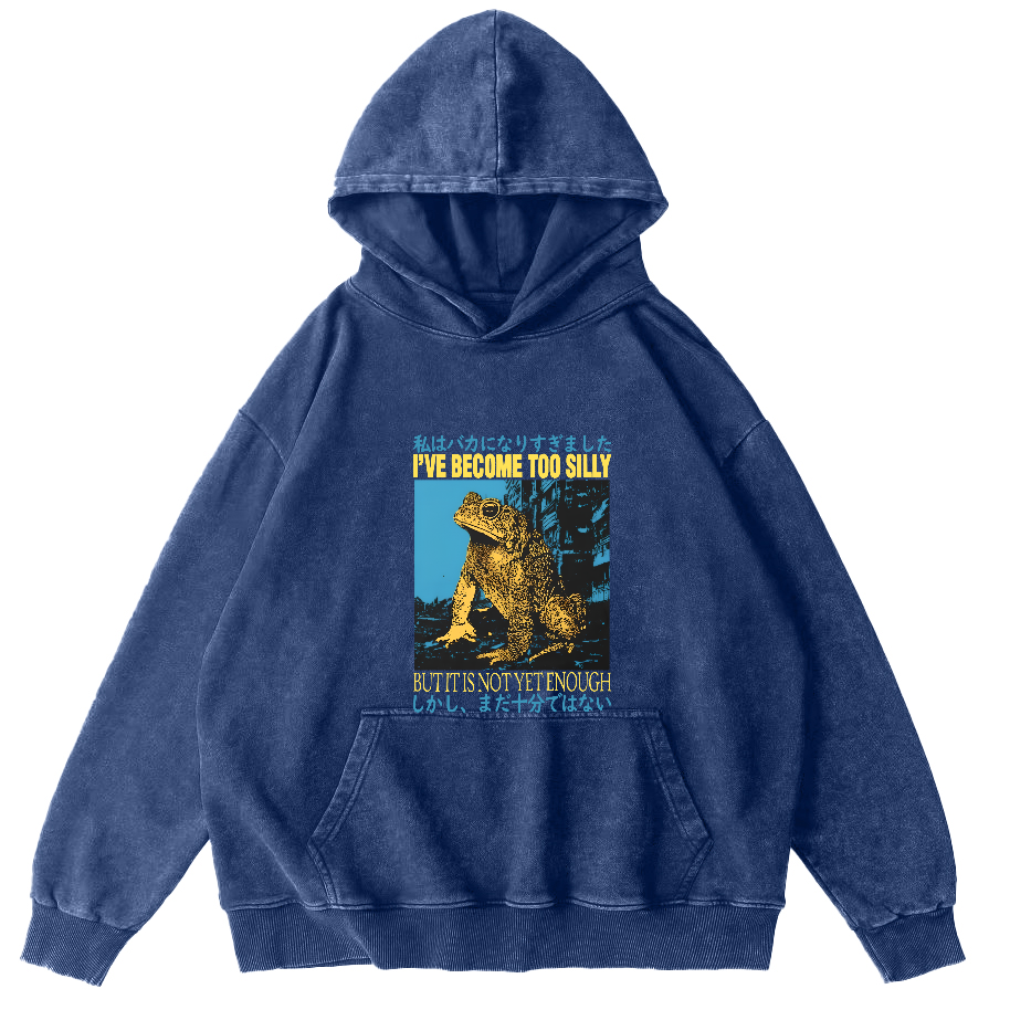 Retro Frog Pattern Japanese Style Vintage Distressed Hoodie-Zazasy