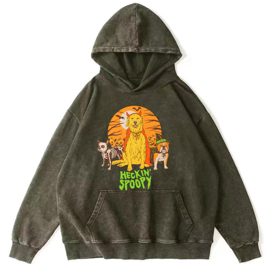 Cute Dog Halloween Vintage Distressed Hoodie-Zazasy