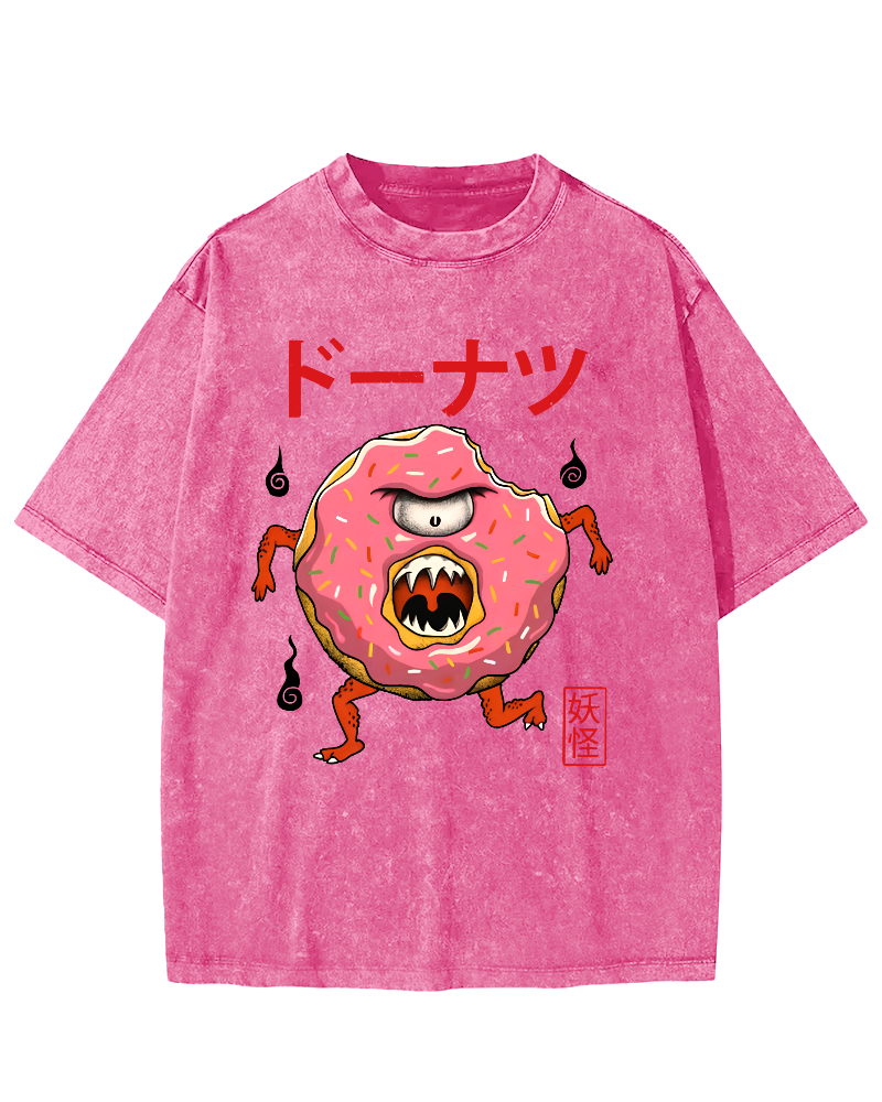 Doughnut Monster Vintage Washed T-shirt-Zazasy
