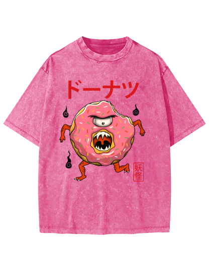 Doughnut Monster Vintage Washed T-shirt-Zazasy