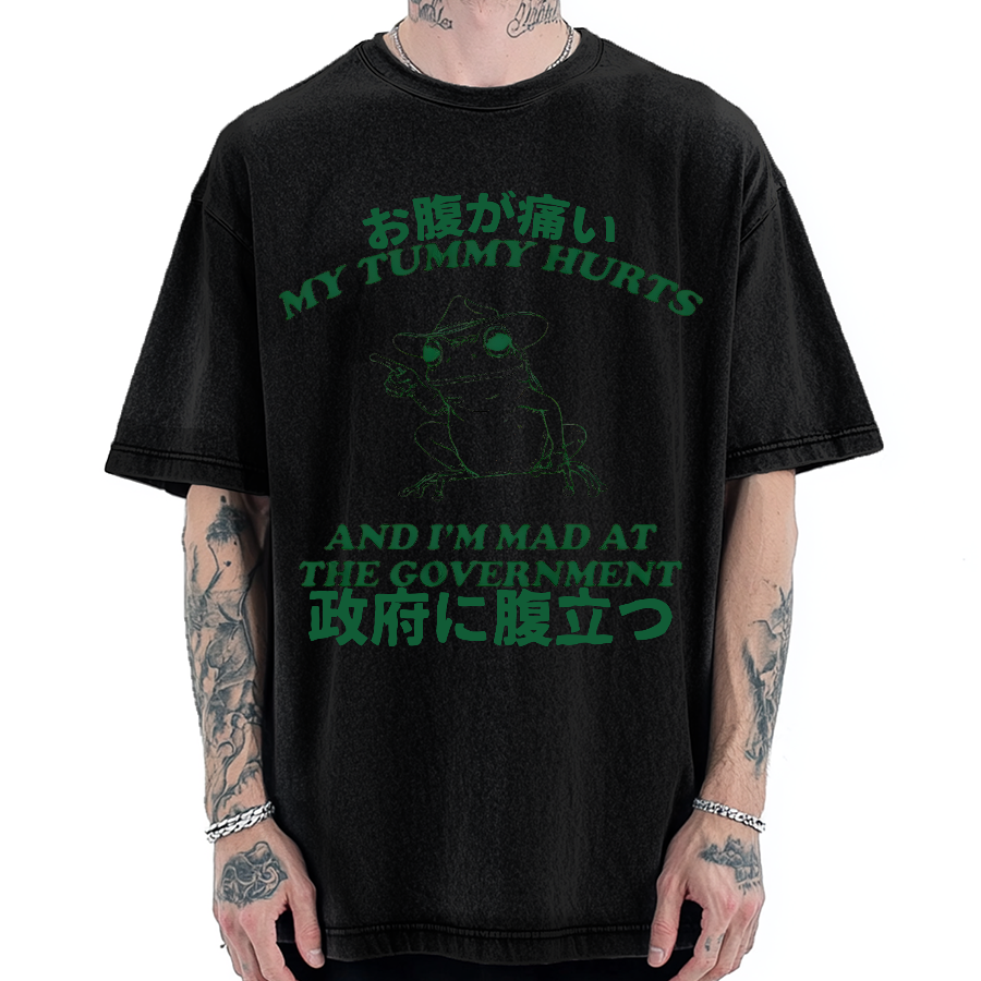 Mad at the government Frog Vintage Washed T-shirt