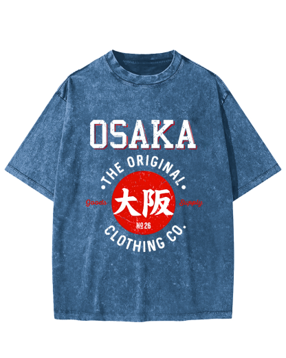 Osaka Script in Japan Vintage Washed T-shirt-Zazasy
