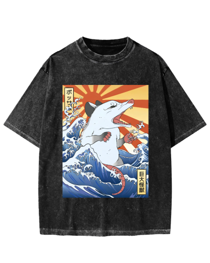 Giant Mouse Monster Vintage Washed T-shirt-Zazasy