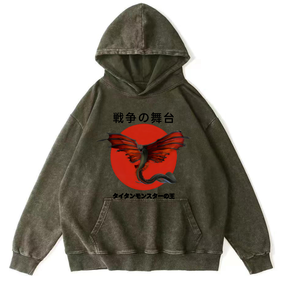 Battle Bat Vintage Washed Hoodie-Zazasy
