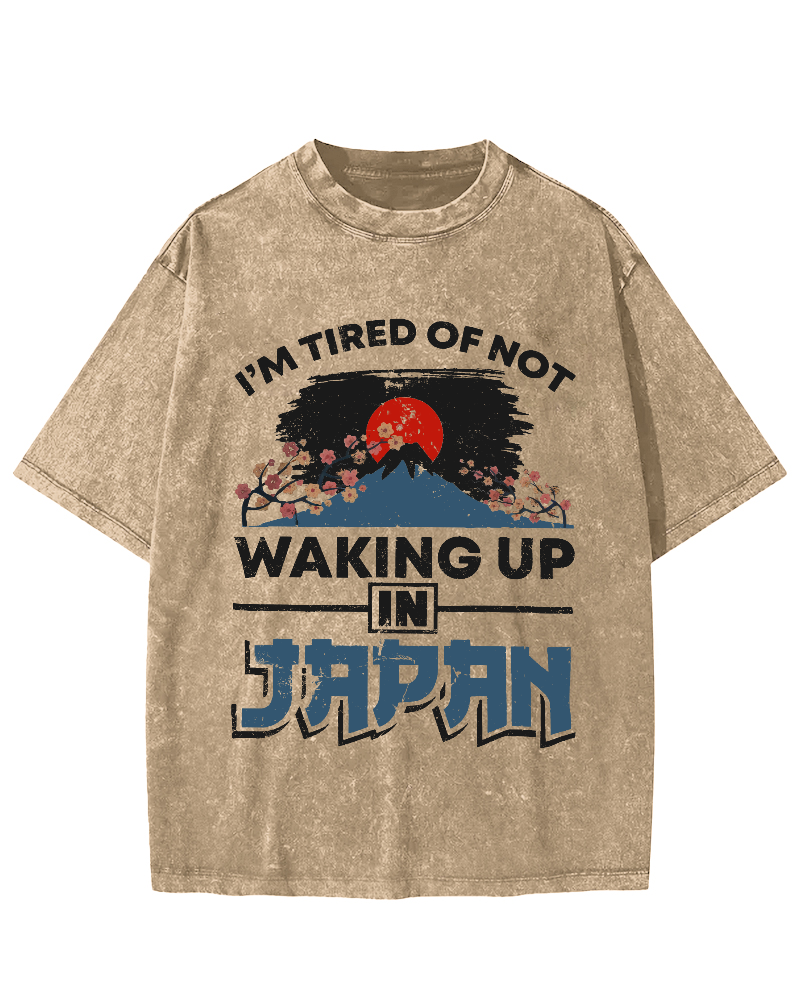 Mount Fuji in Japan Vintage Washed T-shirt-Zazasy