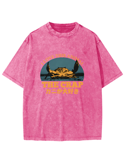 Retro Crab Pattern Vintage Distressed T-shirt-Zazasy