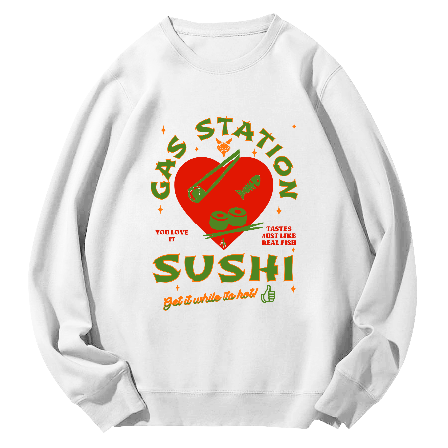 I like Sushi, Japanese Style Round Neck Sweatshirt-Zazasy