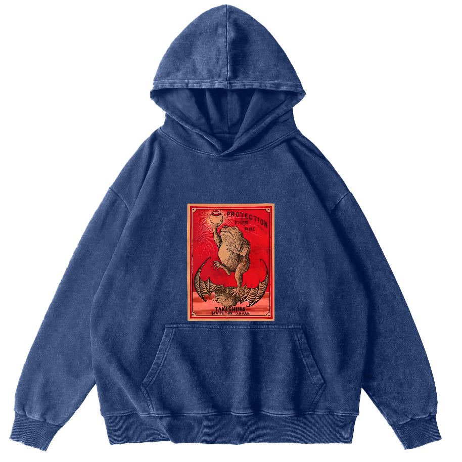 Japanese Matches Frog & Bat Vintage Distressed Hoodie-Zazasy