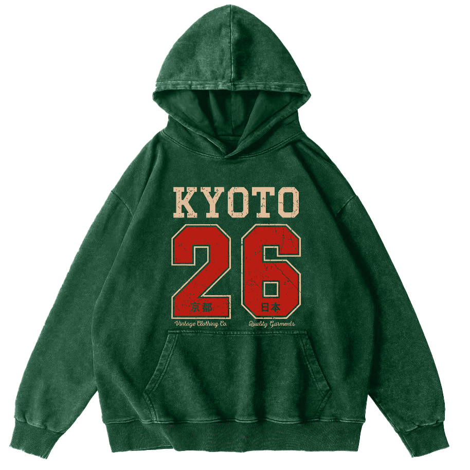 Kyoto Japan No. 26 Vintage Washed Hoodie-Zazasy
