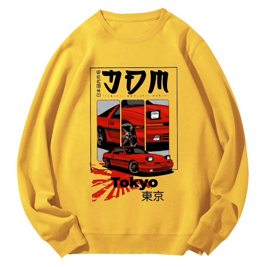 Tokyo Locomotive Market Round Neck Sweatshirt-Zazasy