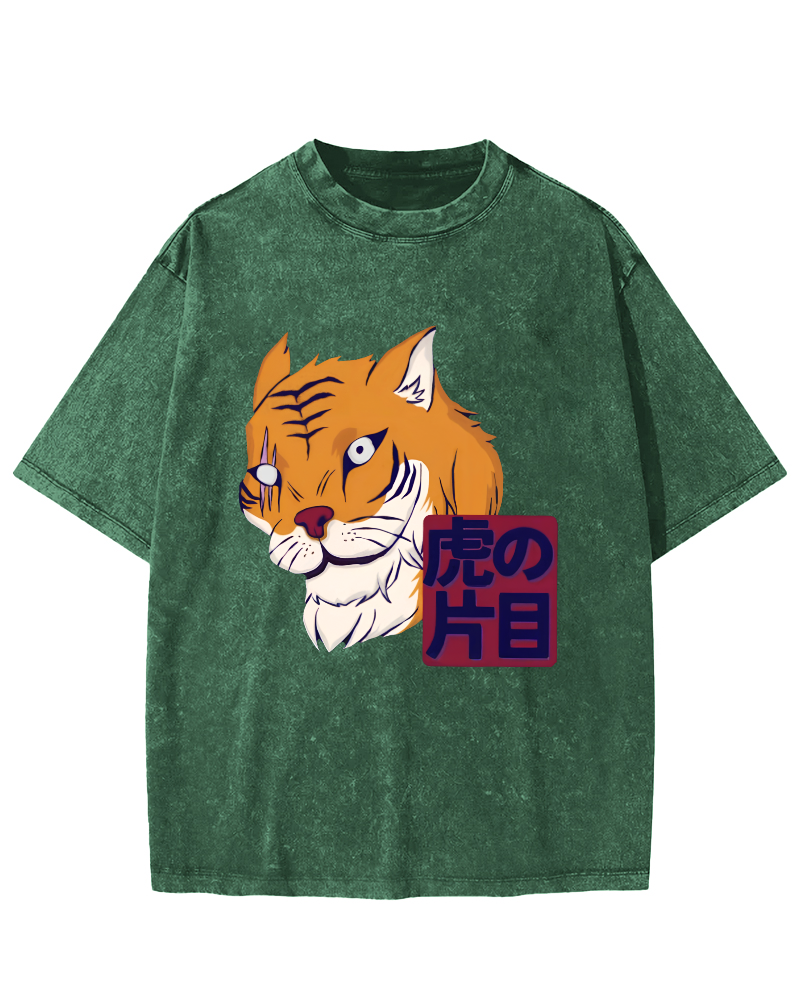 Japanese Tiger Vintage Washed T-shirt-Zazasy