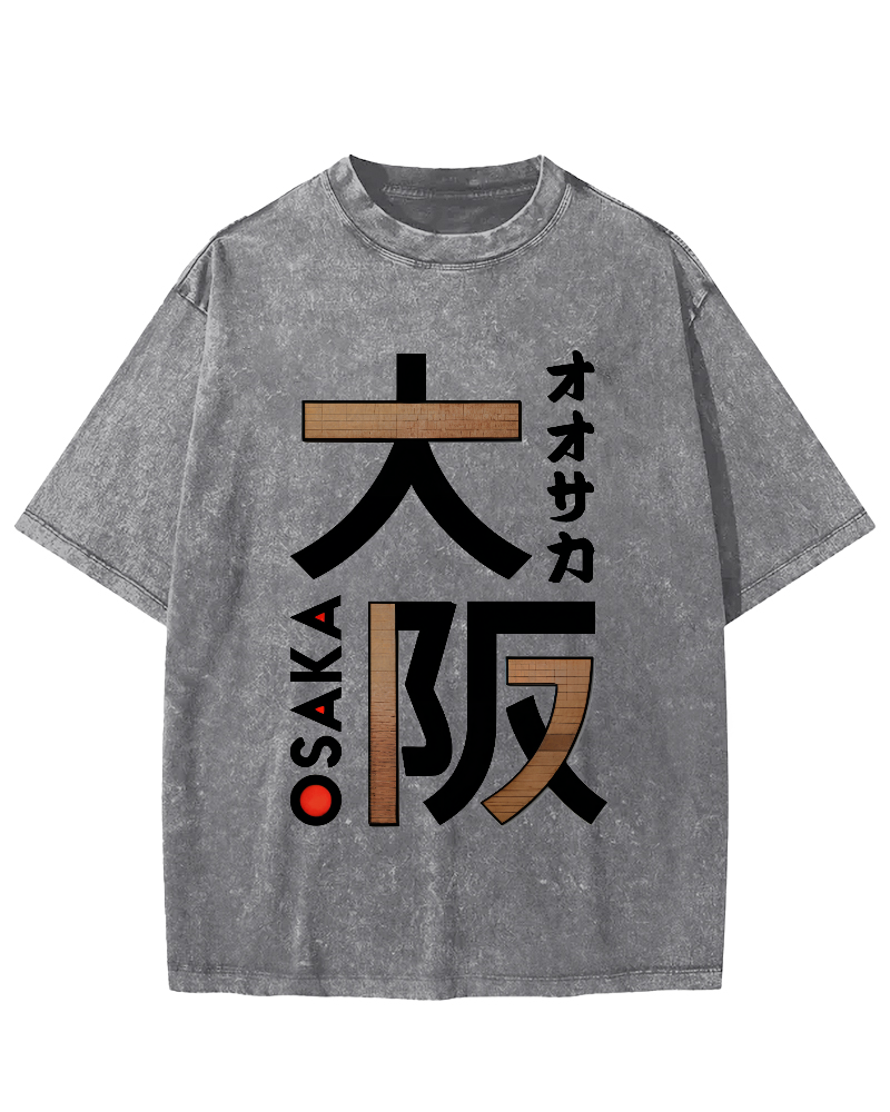 Osaka Japanese Script Vintage Distressed T-shirt-Zazasy