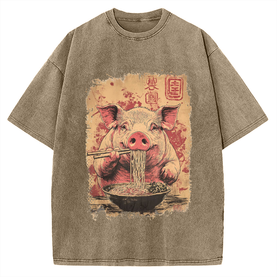 Ramen Piggy Vintage Washed T-shirt