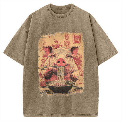 Ramen Piggy Vintage Washed T-shirt
