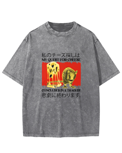 Retro Mouse Japanese Text Vintage Distressed T-shirt-Zazasy