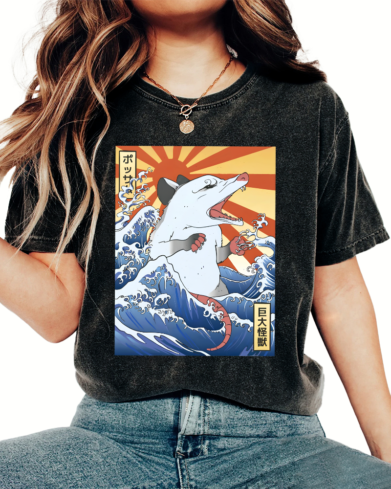 Giant Mouse Monster Vintage Washed T-shirt-Zazasy