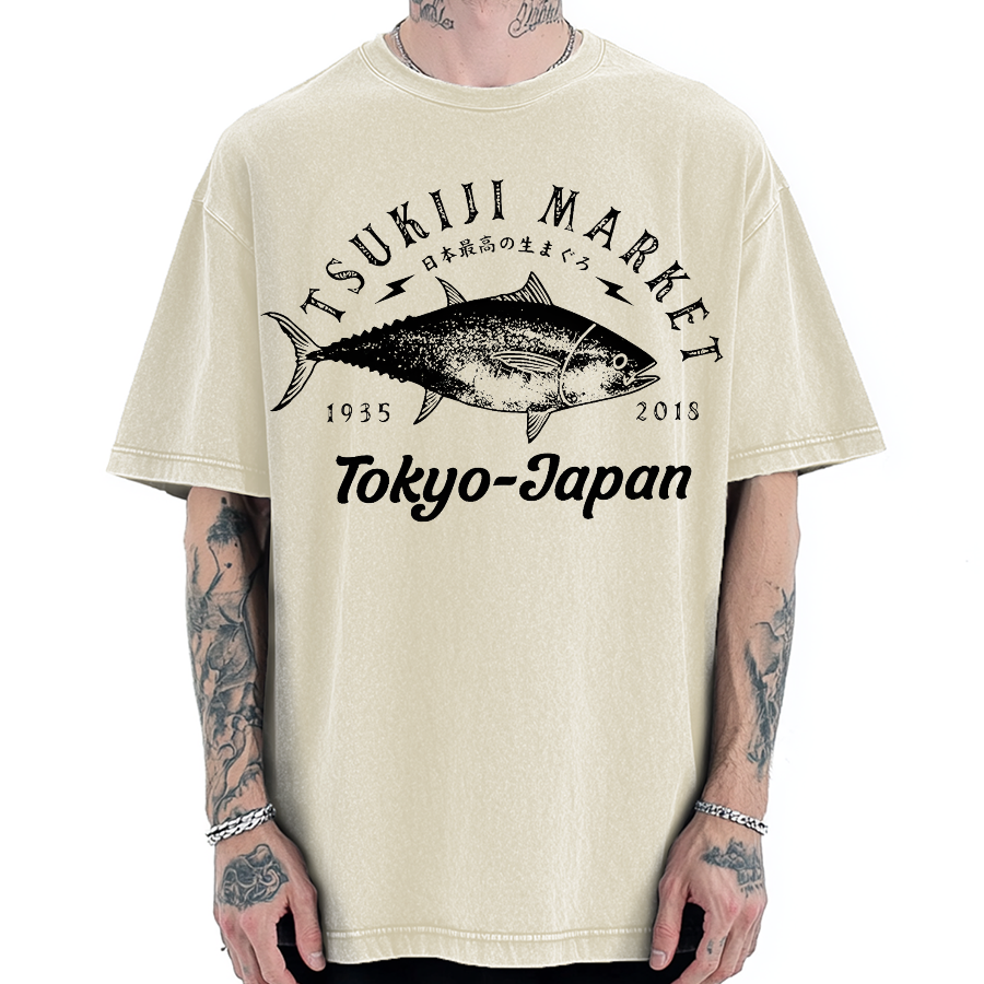 Japan Tsukiji Market Vintage Washed T-shirt
