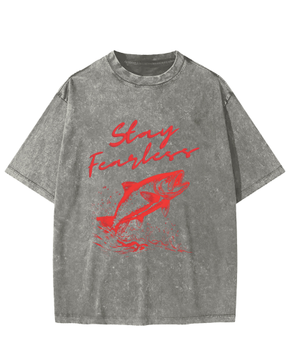Ocean Salmon Leisure Vintage Distressed T-shirt-Zazasy