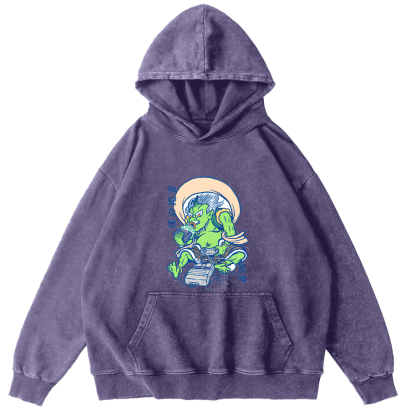 Cartoon Japanese Monster Vintage Distressed Hoodie-Zazasy