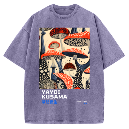 Yayoi Kusama Mushroom Vintage Wash Japanese Vintage Washed T-shirt