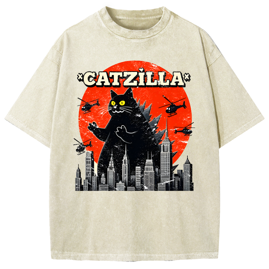 Parody Black Cat Vintage Washed T-shirt