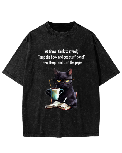 At Times I Think To Myself Drop The Book And Get Stuff Done Vintage Distressed T-shirt-Zazasy