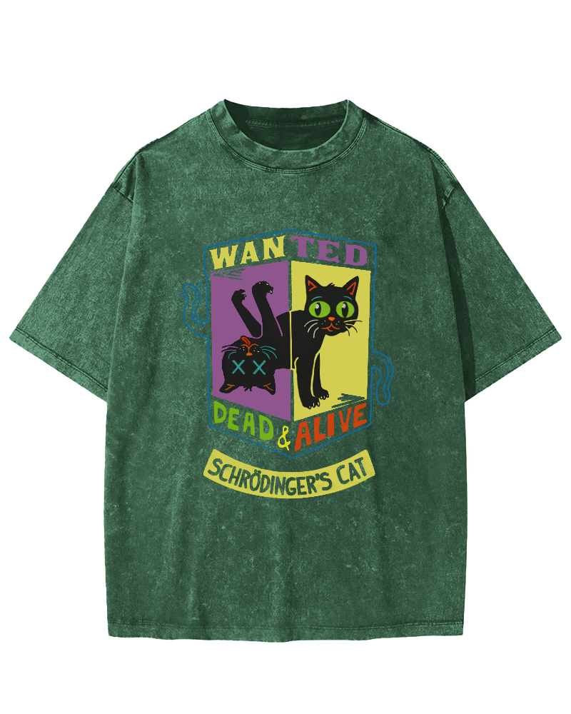 Schrodingers Cat Vintage Washed T-shirt-Zazasy