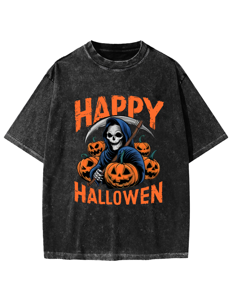 Halloween Pumpkin Lamp  Vintage Distressed T-shirt-Zazasy