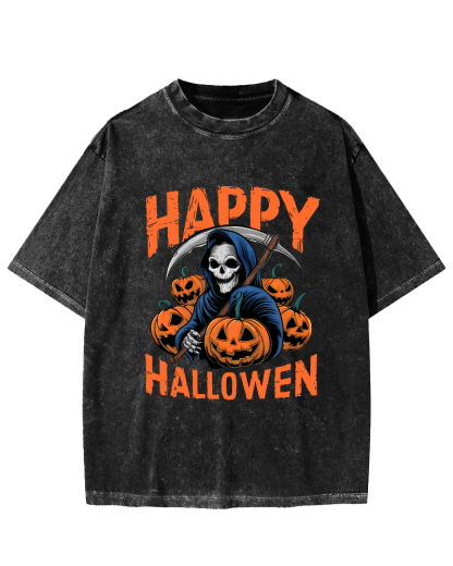 Halloween Pumpkin Lamp  Vintage Distressed T-shirt-Zazasy