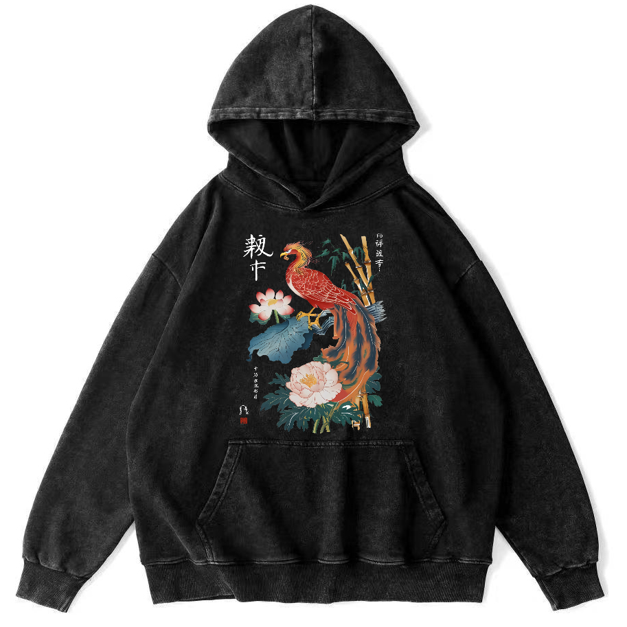 Proud Peacock Japanese Style Vintage Distressed Hoodie-Zazasy