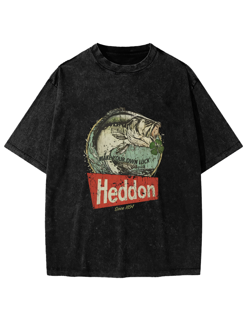 Retro Sea Fish Pattern Vintage Distressed T-shirt-Zazasy