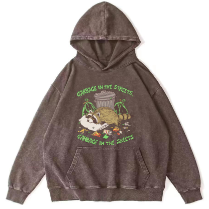Eating And Sleeping Rccoons Vintage Distressed Hoodie-Zazasy
