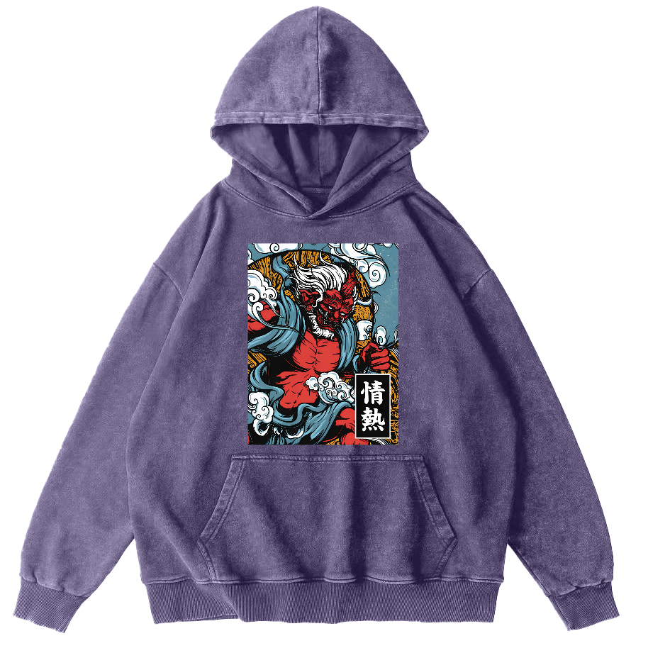 Passionate Japanese Style Image Vintage Distressed Hoodie-Zazasy