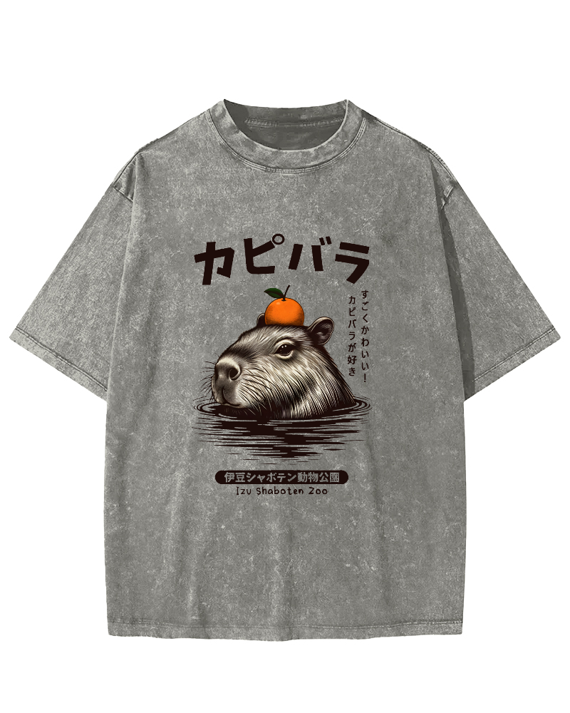 Japanese Mouse Pattern Vintage Distressed T-shirt-Zazasy