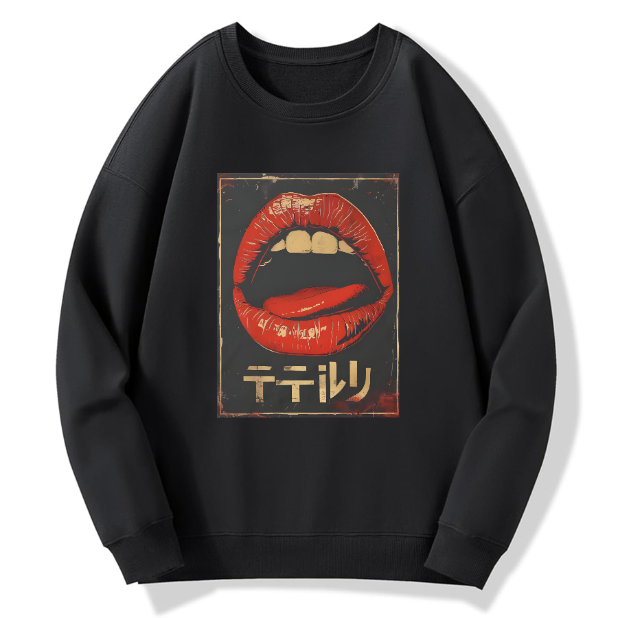Crimson lipstick Cotton Pullover Sweatshirt