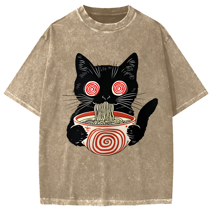 Dizzy Ramen Cat Vintage Washed T-shirt