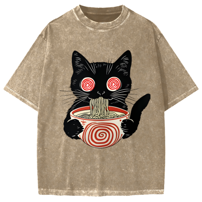 Dizzy Ramen Cat Vintage Washed T-shirt