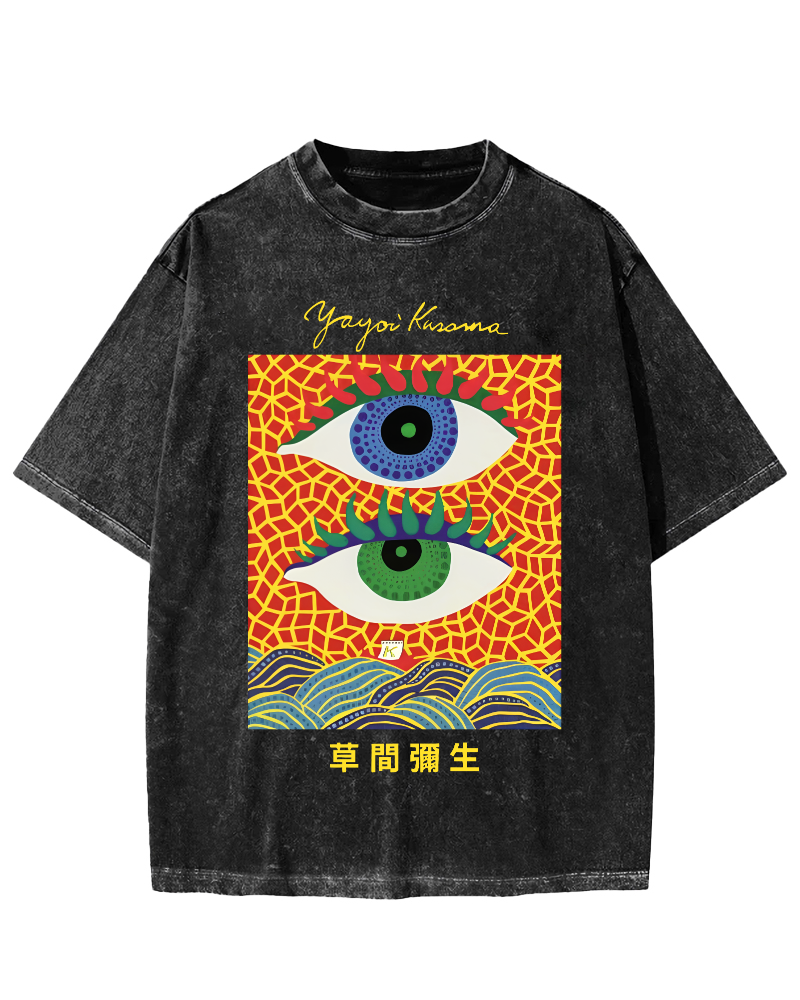 Yayoi Kusama's Abstract Eye Art Vintage Washed T-shirt