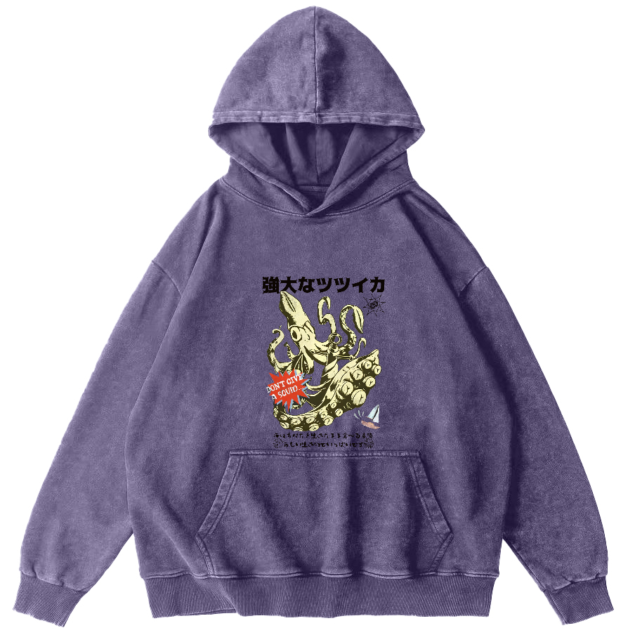 Powerful Japanese Octopus Vintage Distressed Hoodie-Zazasy